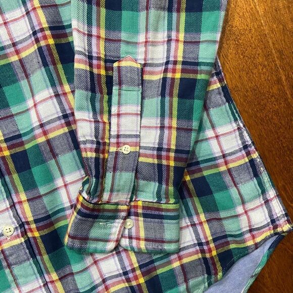 Polo Ralph Lauren Casual Button Front Plaid Green Flannel Shirt Men's Size Large - Picture 4 of 9